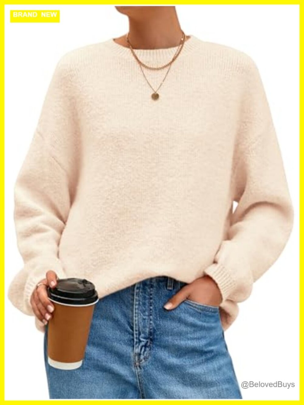 Womens Fuzzy Long Sleeve Chunky Oversized Crewneck Pullover Sweater